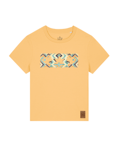 bio-female-medium fit-tshirt-three leaves 01-sttw172-senfkorn-front