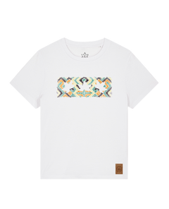 bio-female-medium fit-tshirt-three leaves 01-sttw172-weiß-front