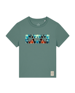 bio-female-medium fit-tshirt-three leaves 03-sttw172-blautanne-front