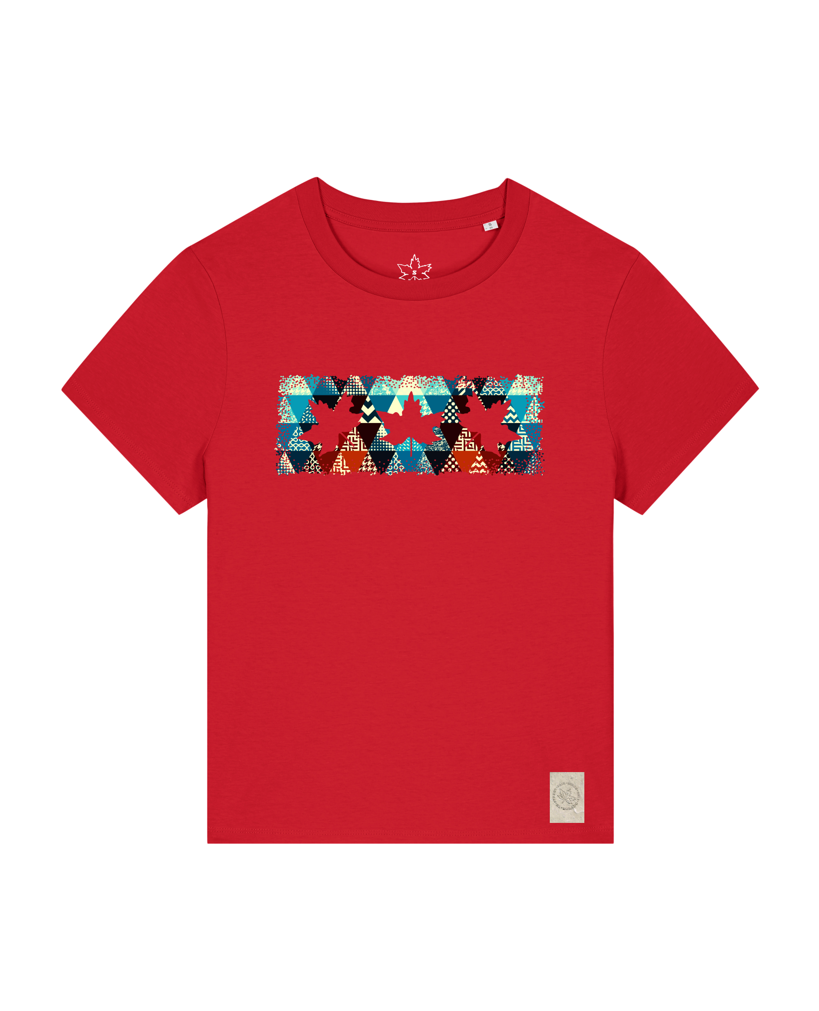 bio-female-medium fit-tshirt-three leaves 03-sttw172-erdbeere-front
