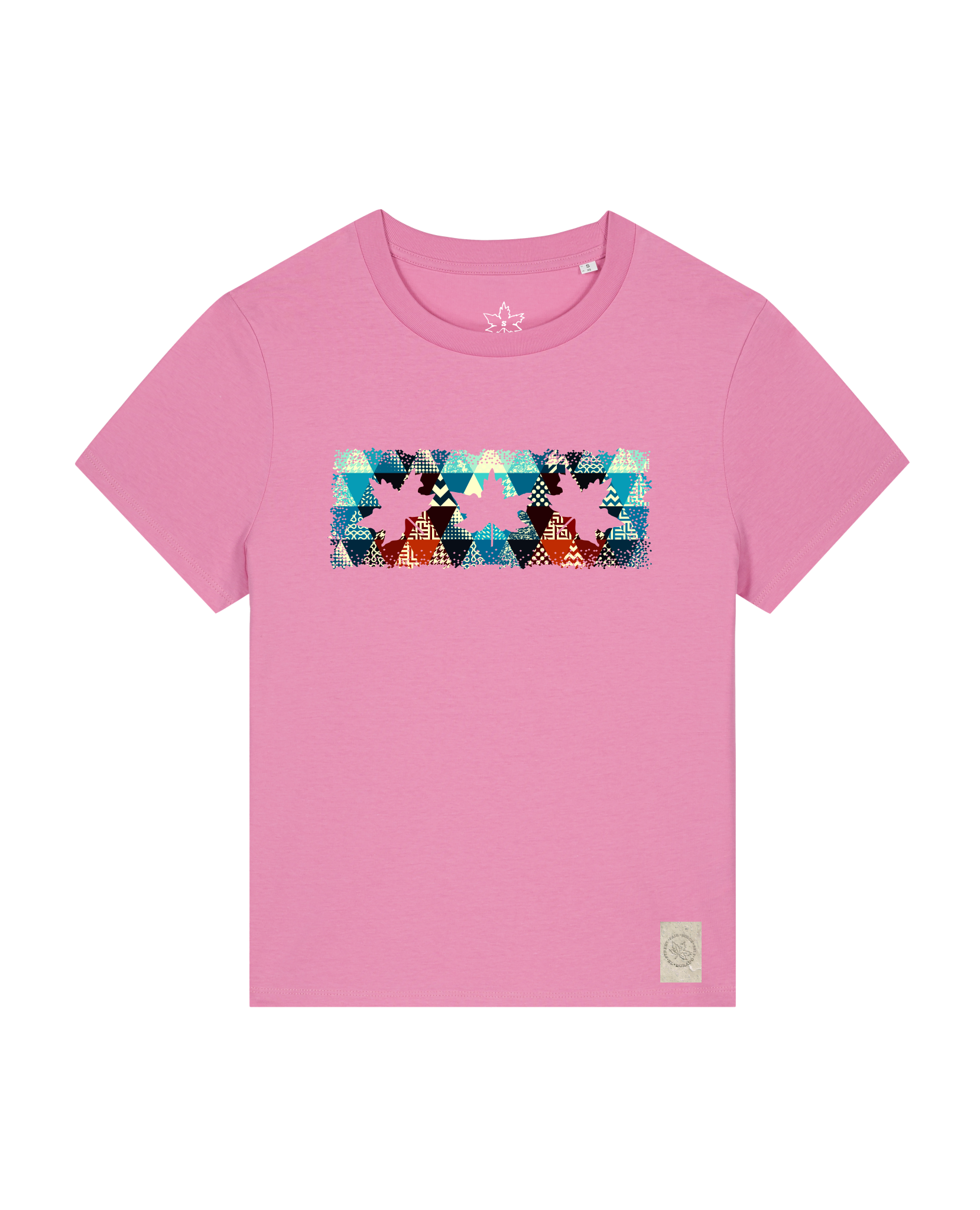 bio-female-medium fit-tshirt-three leaves 03-sttw172-kaugummi-front