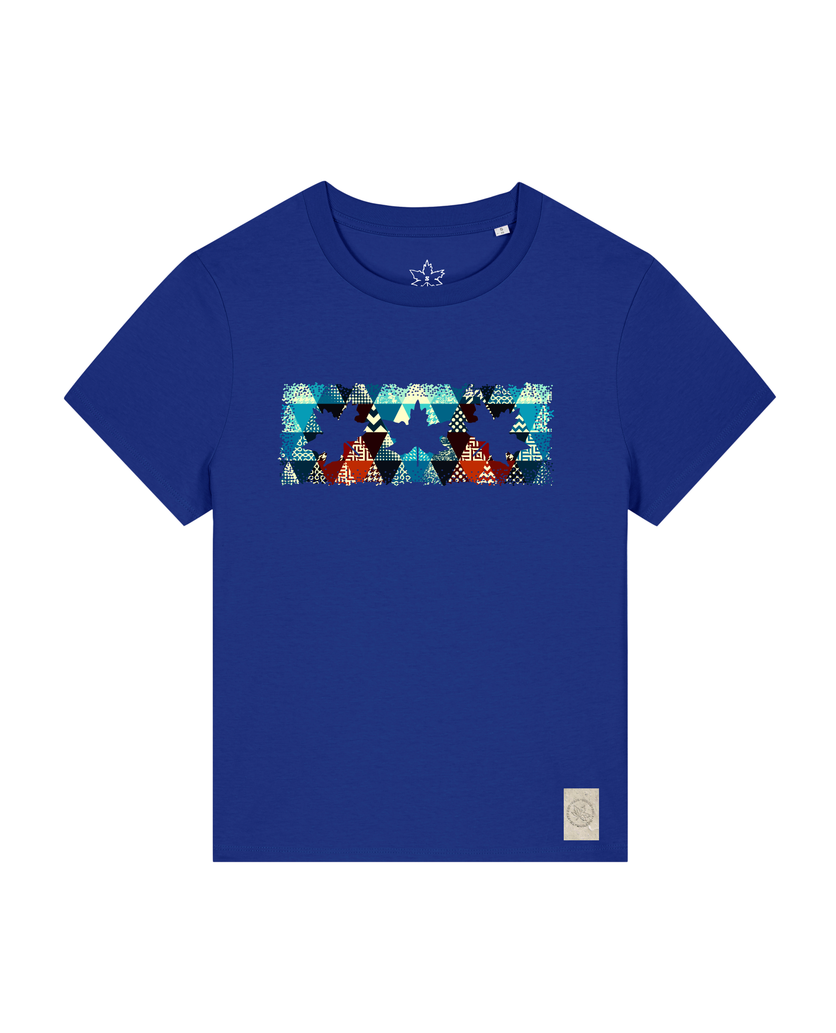 bio-female-medium fit-tshirt-three leaves 03-sttw172-kornblume-front
