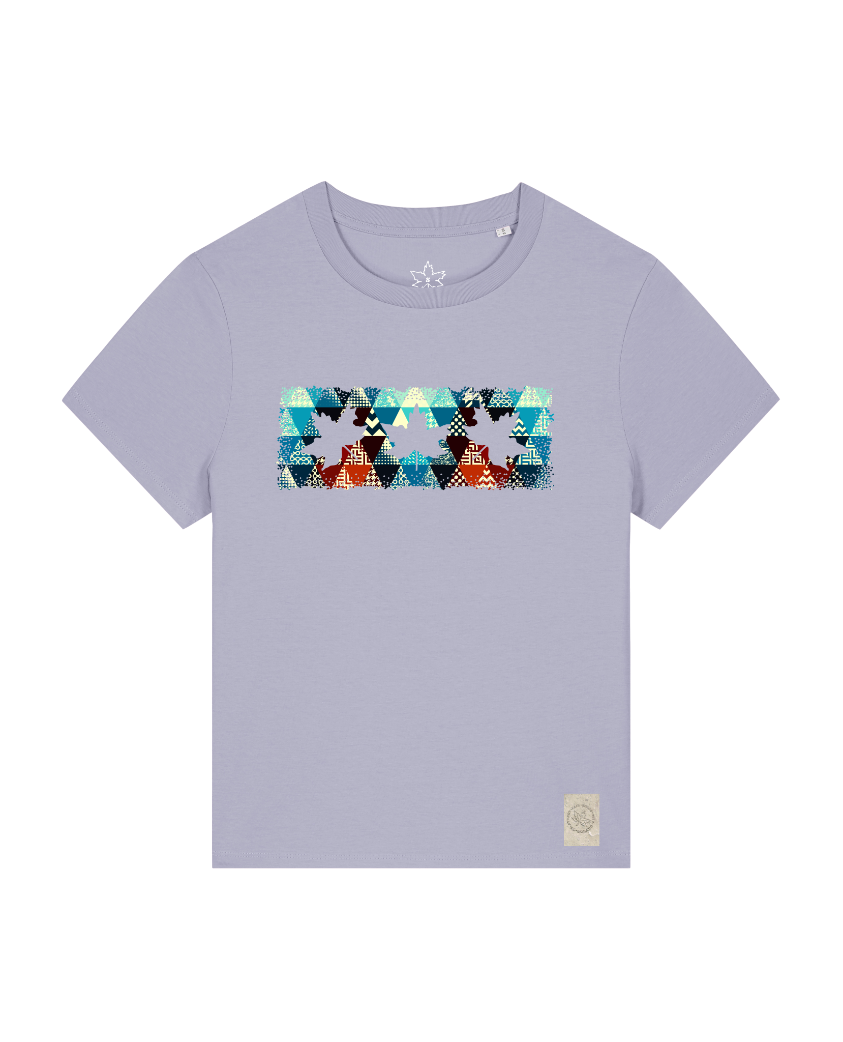 bio-female-medium fit-tshirt-three leaves 03-sttw172-lavender-front