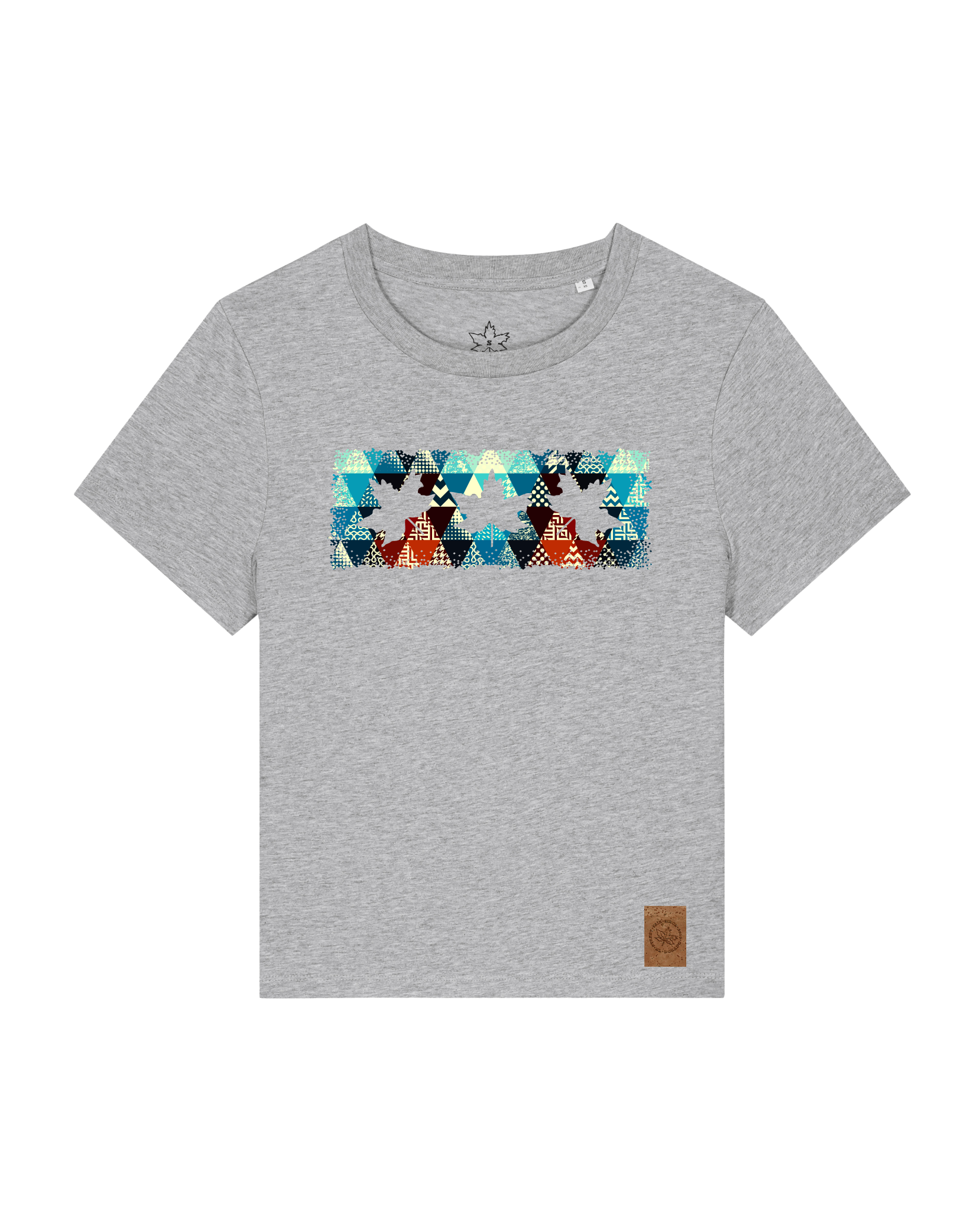bio-female-medium fit-tshirt-three leaves 03-sttw172-mausgrau-front