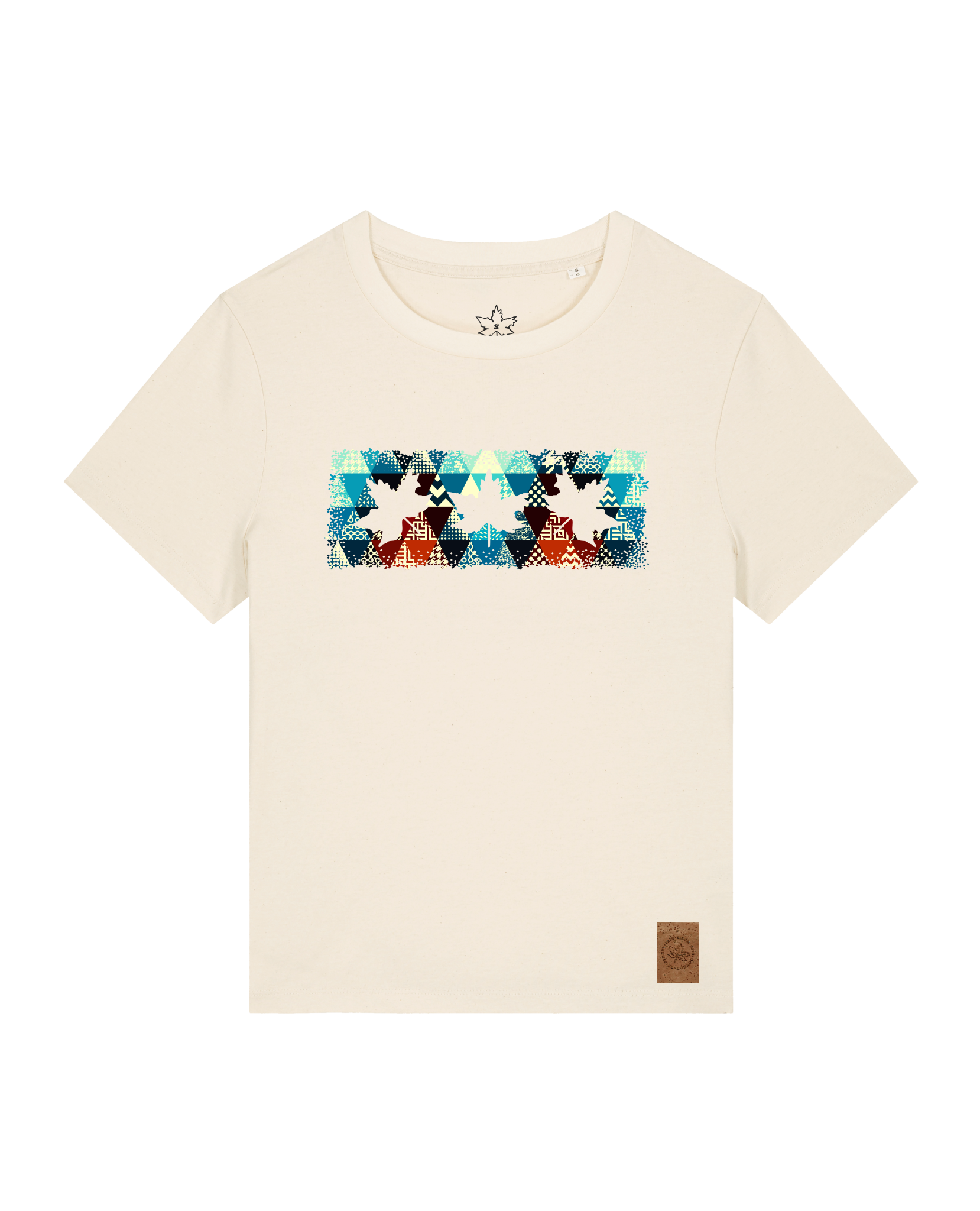 bio-female-medium fit-tshirt-three leaves 03-sttw172-natur-front
