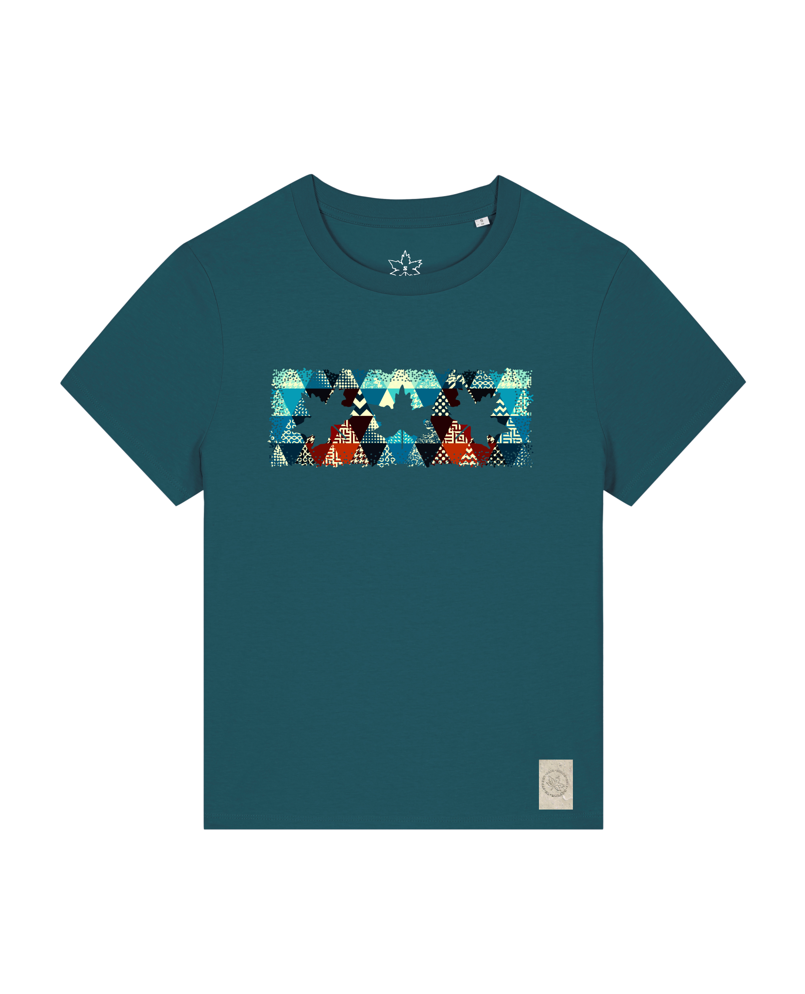 bio-female-medium fit-tshirt-three leaves 03-sttw172-nordmanntanne-front