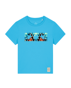 bio-female-medium fit-tshirt-three leaves 03-sttw172-wasserblau-front