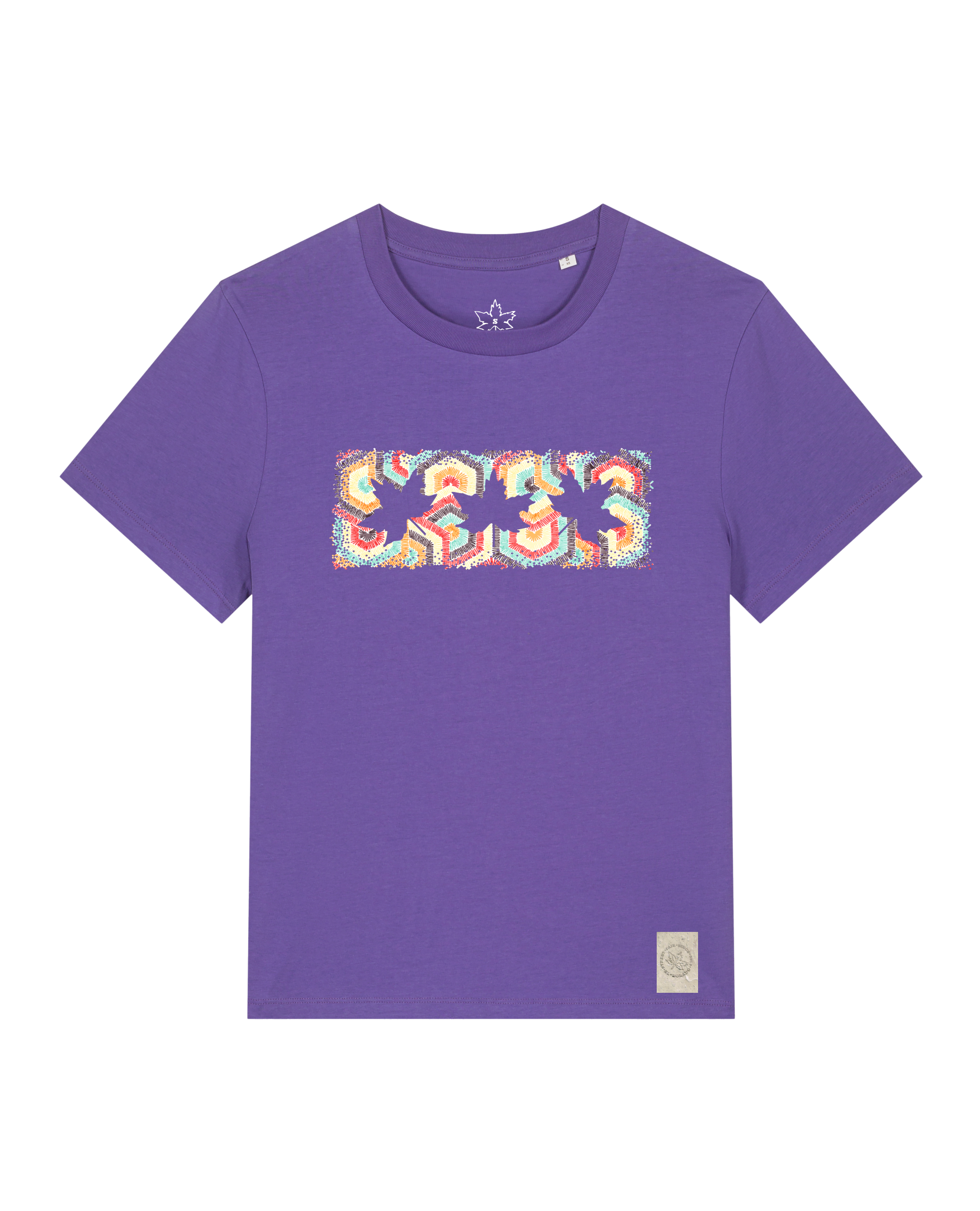 bio-female-medium fit-tshirt-three leaves 04-sttw172-blaukraut-front