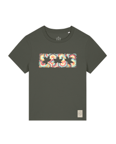 bio-female-medium fit-tshirt-three leaves 04-sttw172-grunkohl-front