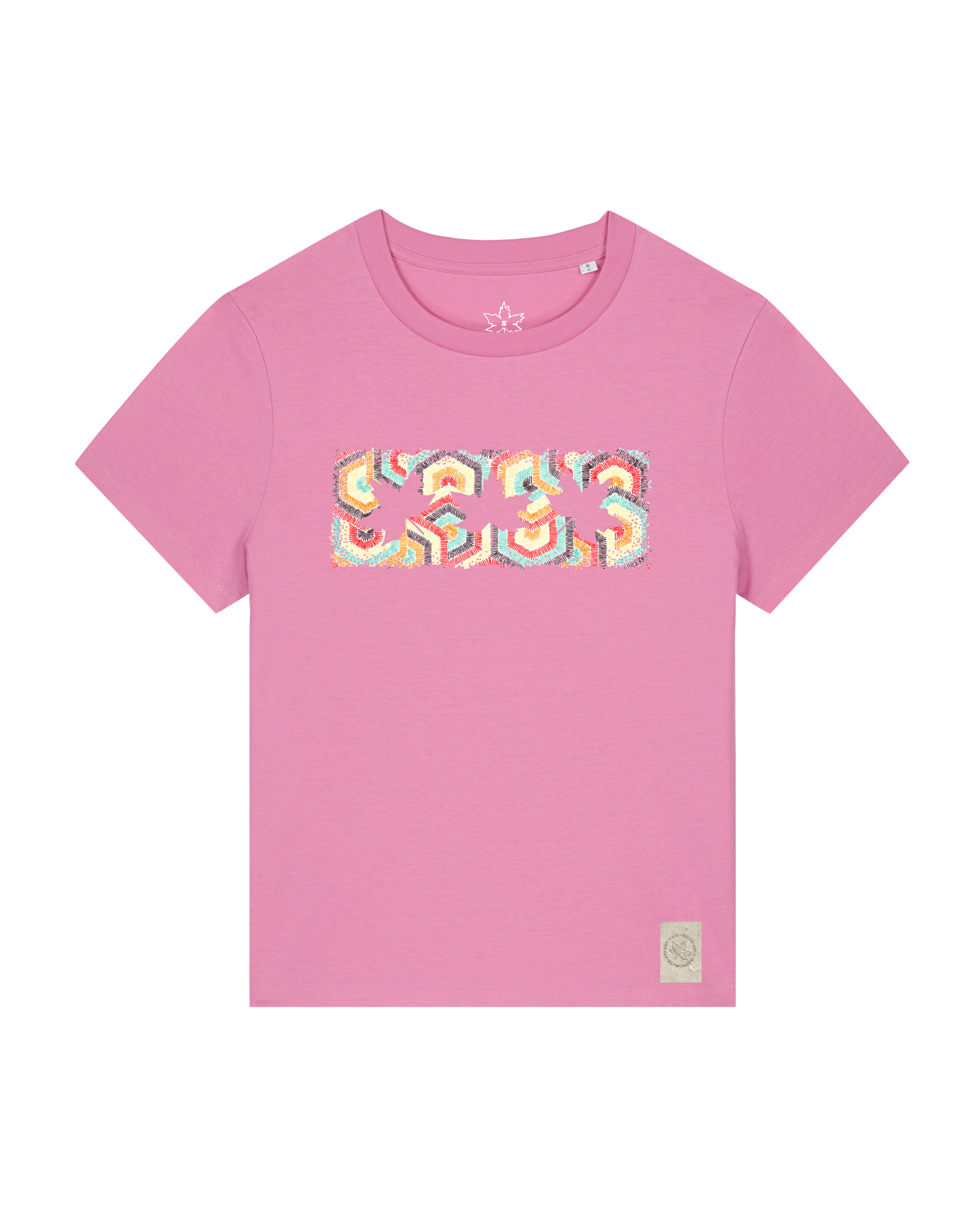 bio-female-medium fit-tshirt-three leaves 04-sttw172-kaugummi-front