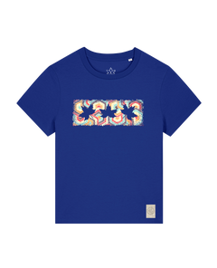 bio-female-medium fit-tshirt-three leaves 04-sttw172-kornblume-front