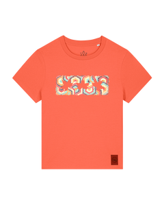 bio-female-medium fit-tshirt-three leaves 04-sttw172-mandarine-front
