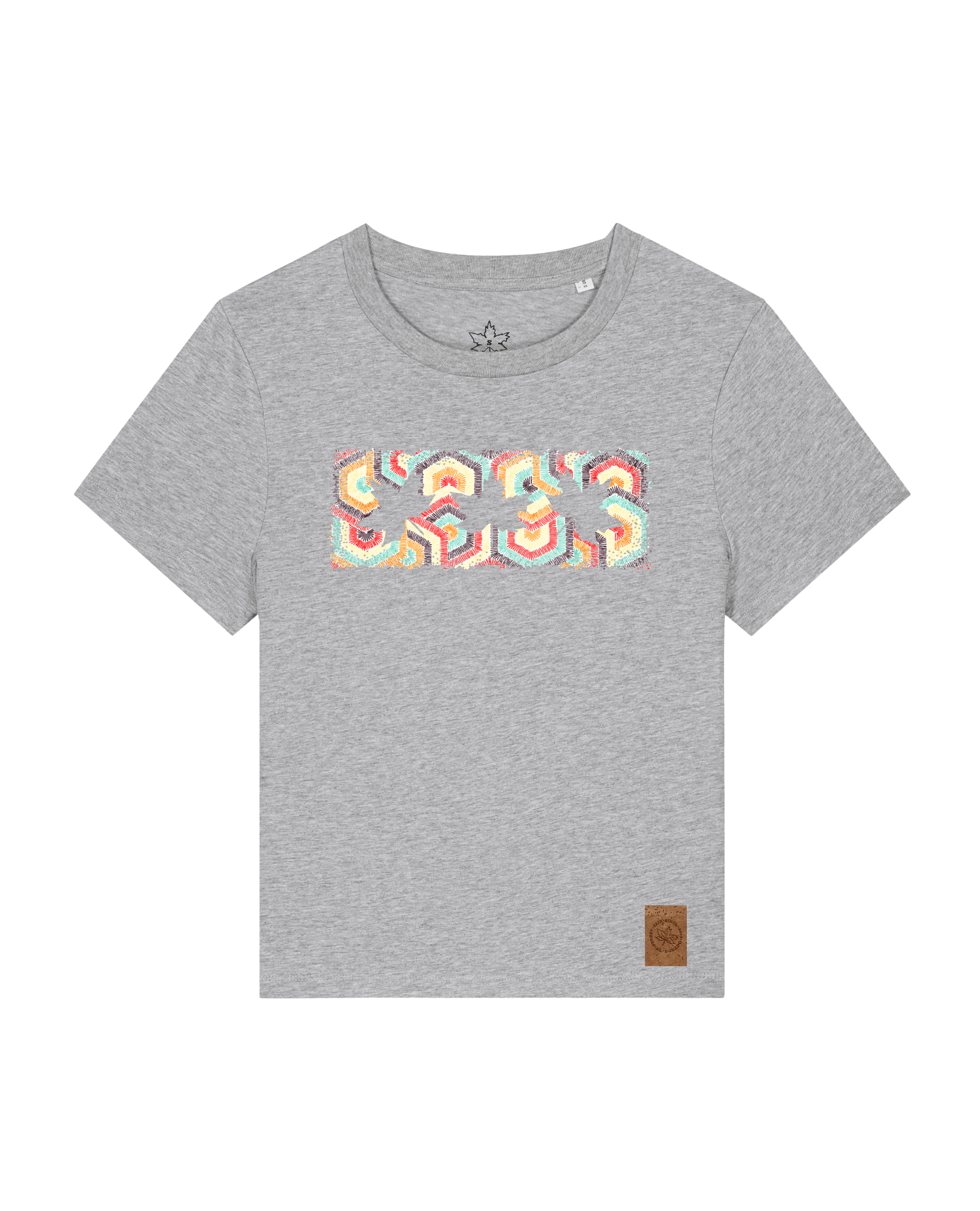 bio-female-medium fit-tshirt-three leaves 04-sttw172-mausgrau-front