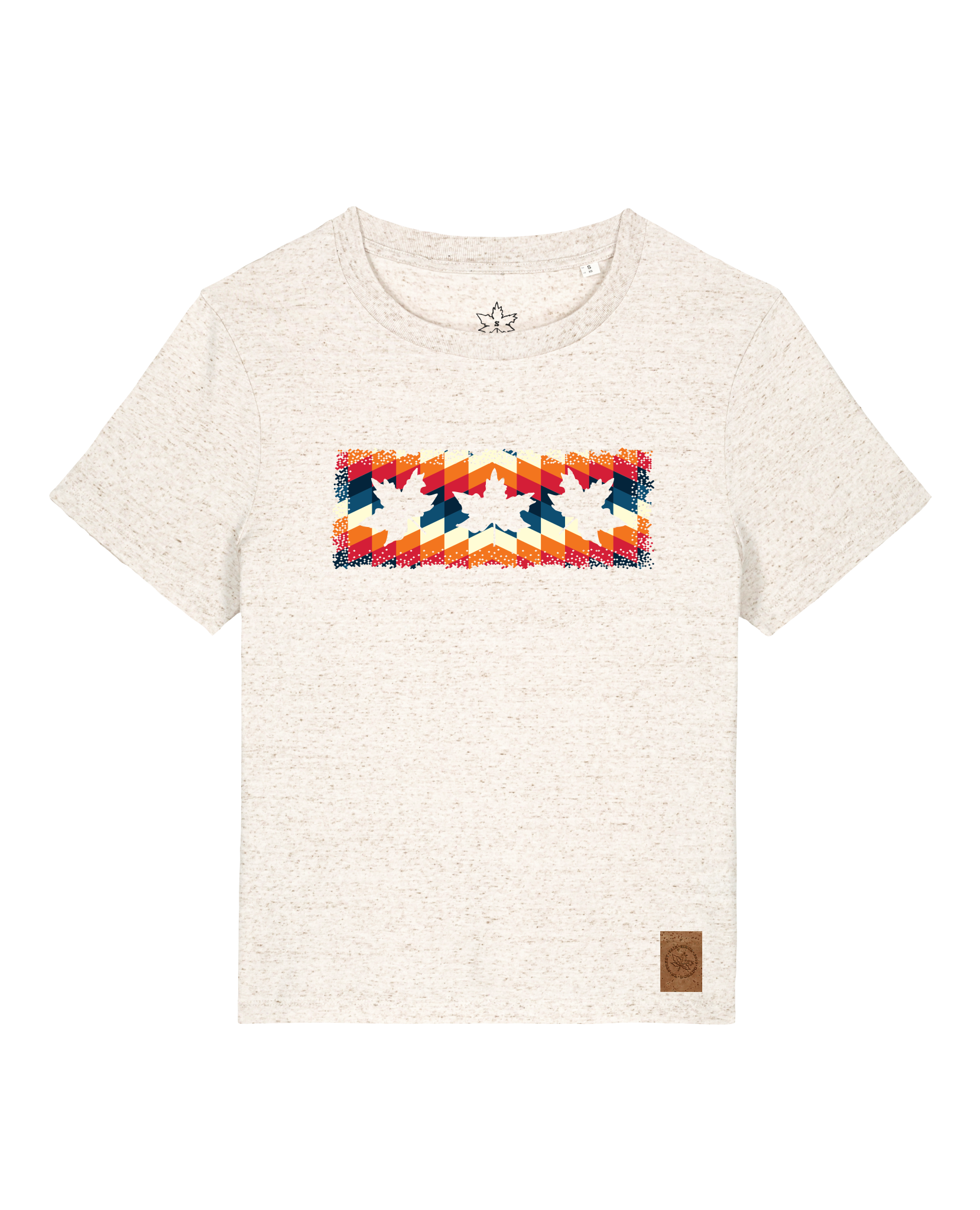 bio-female-medium fit-tshirt-three leaves 05-sttw172-elbsandstein-front