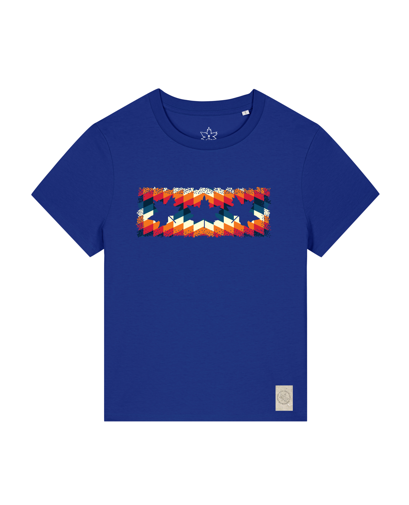 bio-female-medium fit-tshirt-three leaves 05-sttw172-kornblume-front