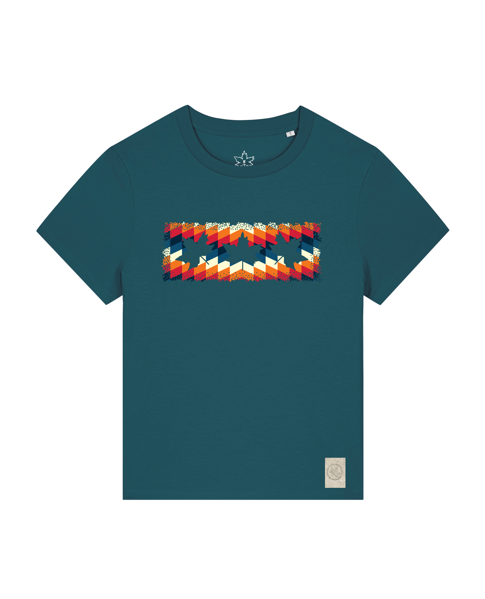bio-female-medium fit-tshirt-three leaves 05-sttw172-nordmanntanne-front