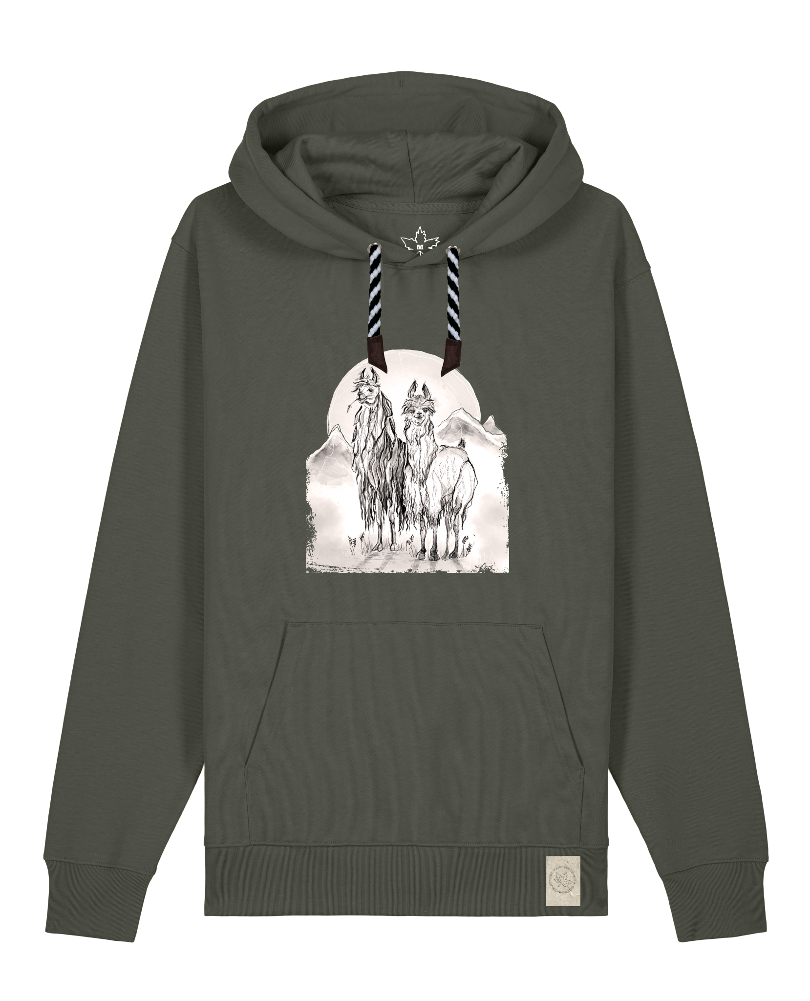 bio-unisex-medium fit-hoodie-alpaka-stsu177-grunkohl-sw kordel-front