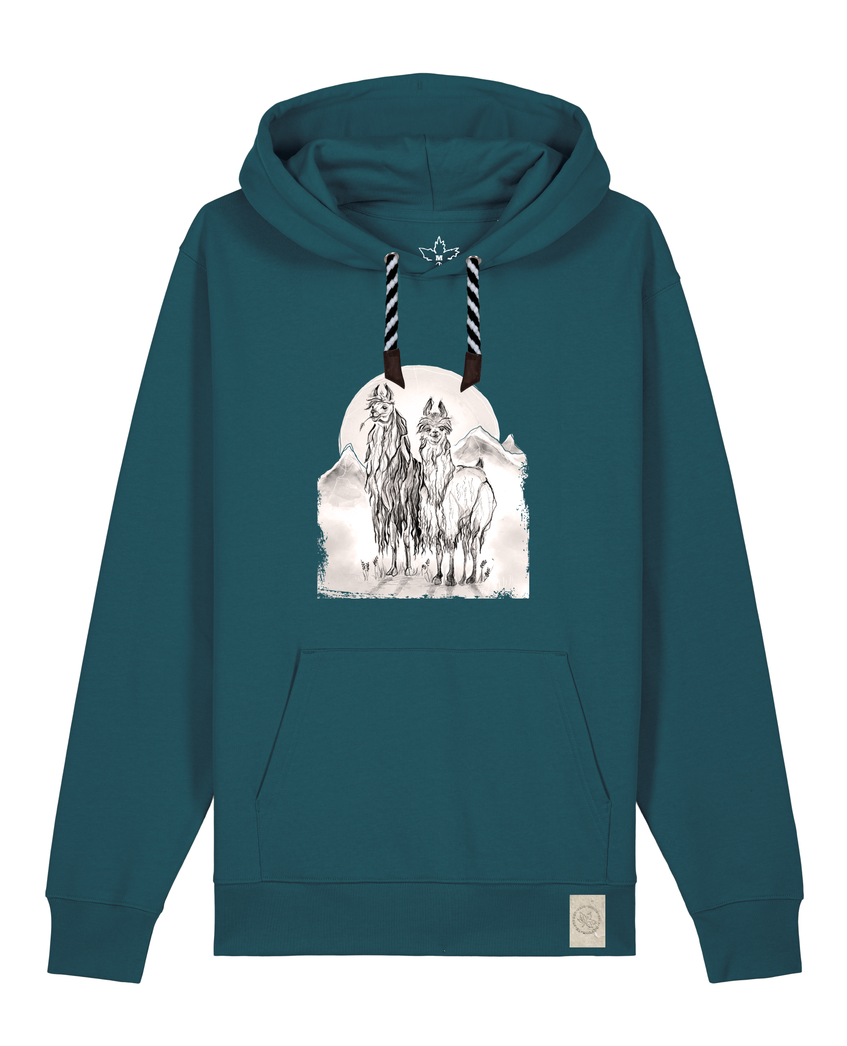bio-unisex-medium fit-hoodie-alpaka-stsu177-nordmanntanne-sw kordel-front