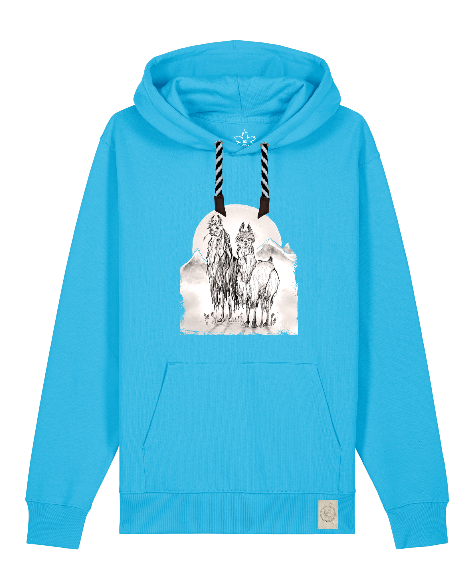 bio-unisex-medium fit-hoodie-alpaka-stsu177-wasserblau-sw kordel-front