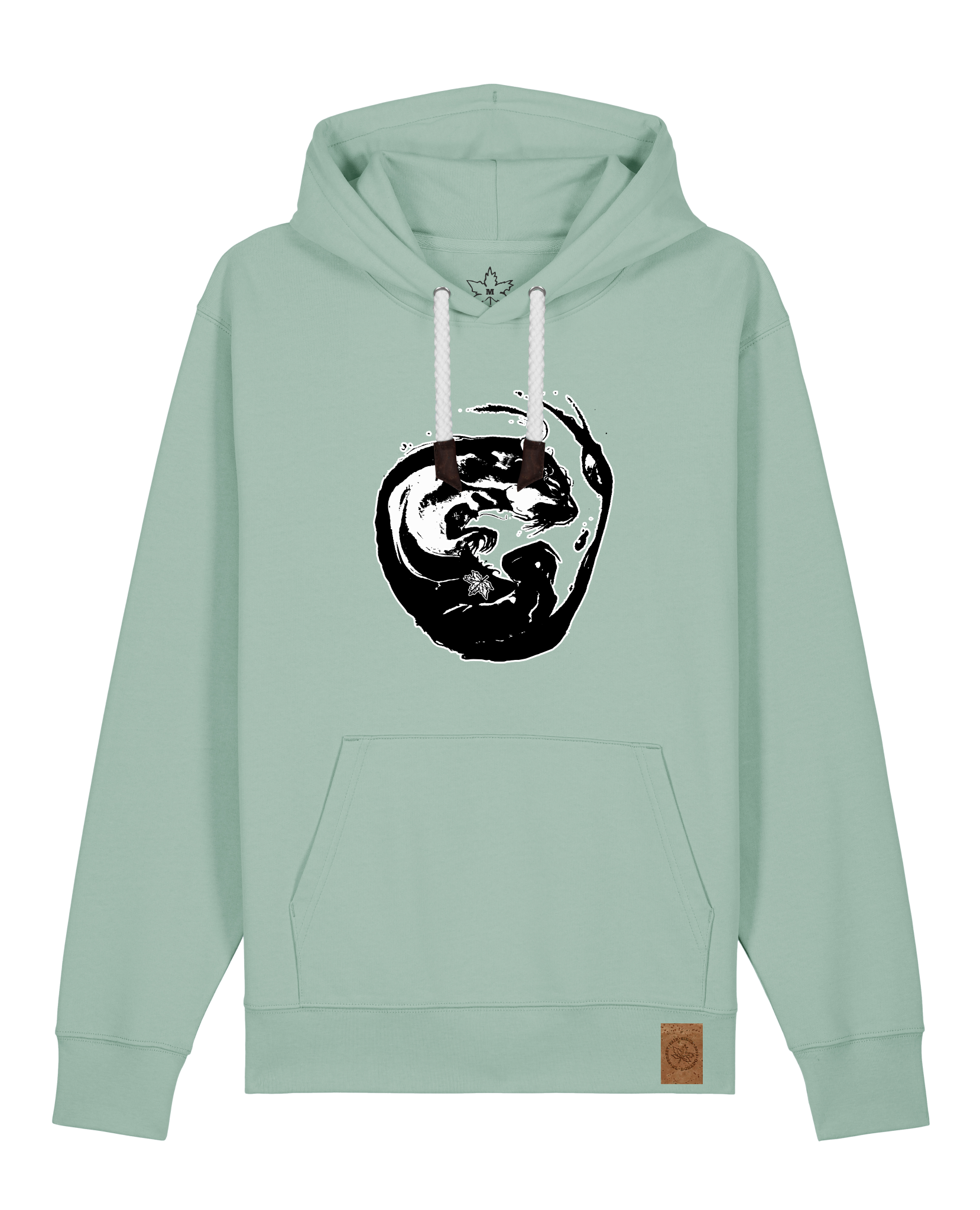 bio-unisex-medium fit-hoodie-alpha otter-stsu177-eukalyptus-weiße kordel-front