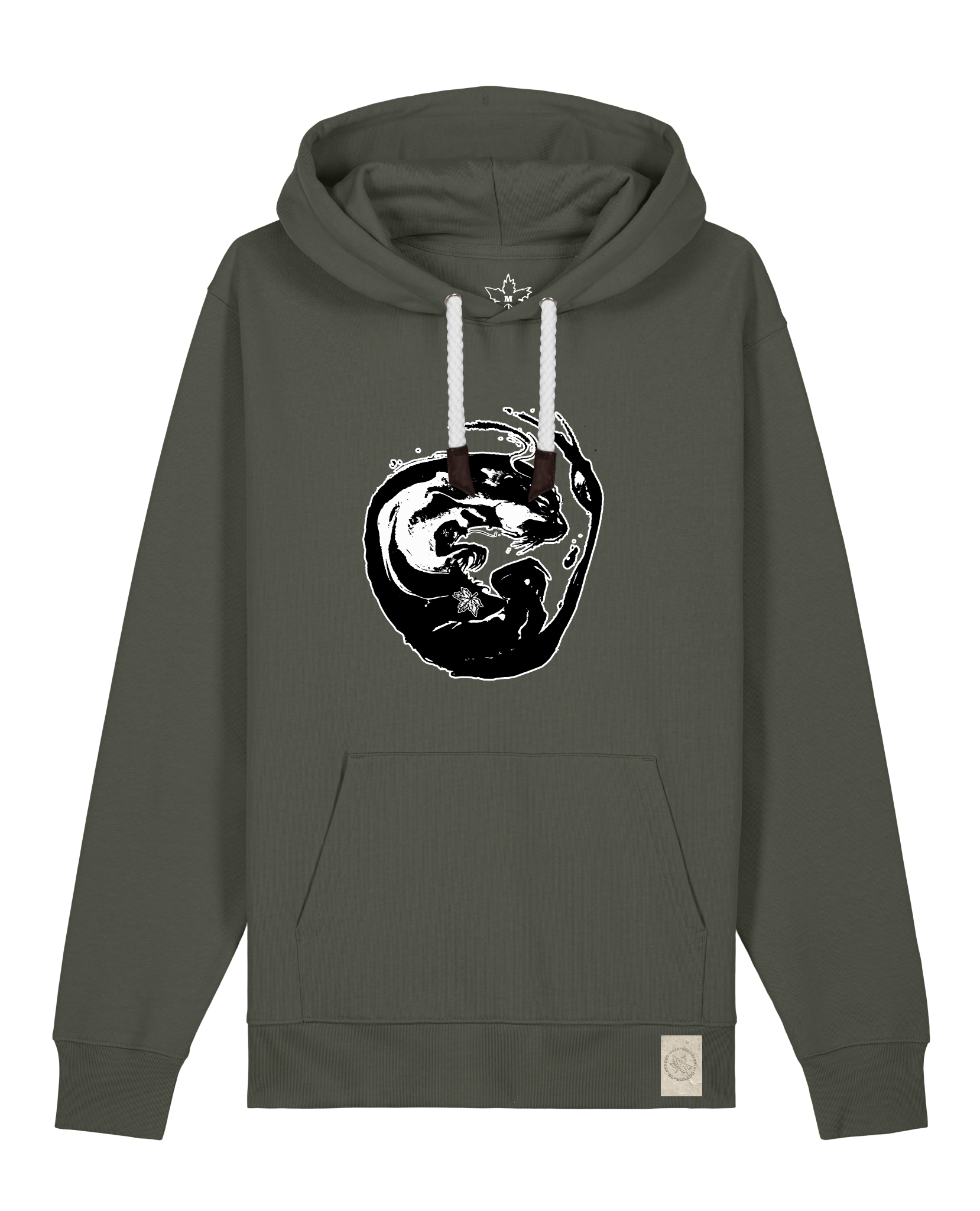 bio-unisex-medium fit-hoodie-alpha otter-stsu177-grunkohl-weiße kordel-front