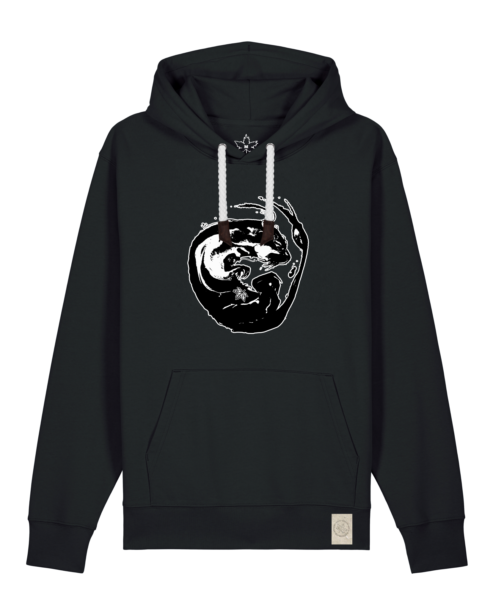 bio-unisex-medium fit-hoodie-alpha otter-stsu177-schwarz-weiße kordel-front