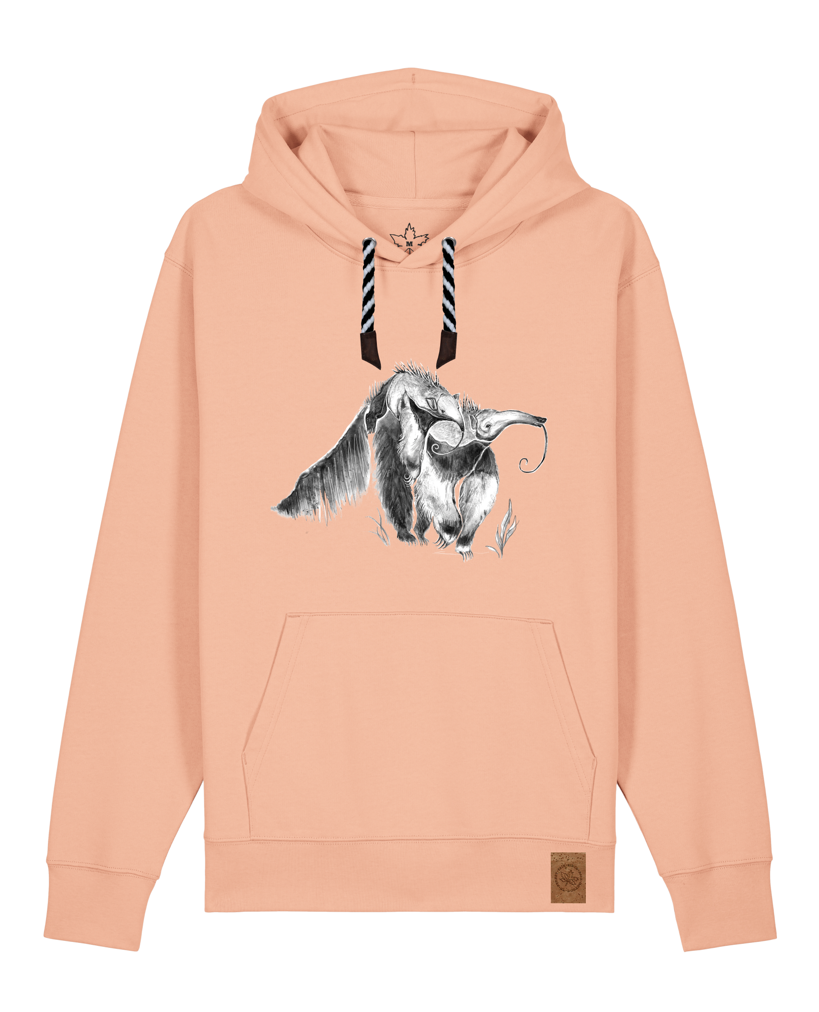 bio-unisex-medium fit-hoodie-ameisenbär-stsu177-agyptische keramik-sw kordel-front