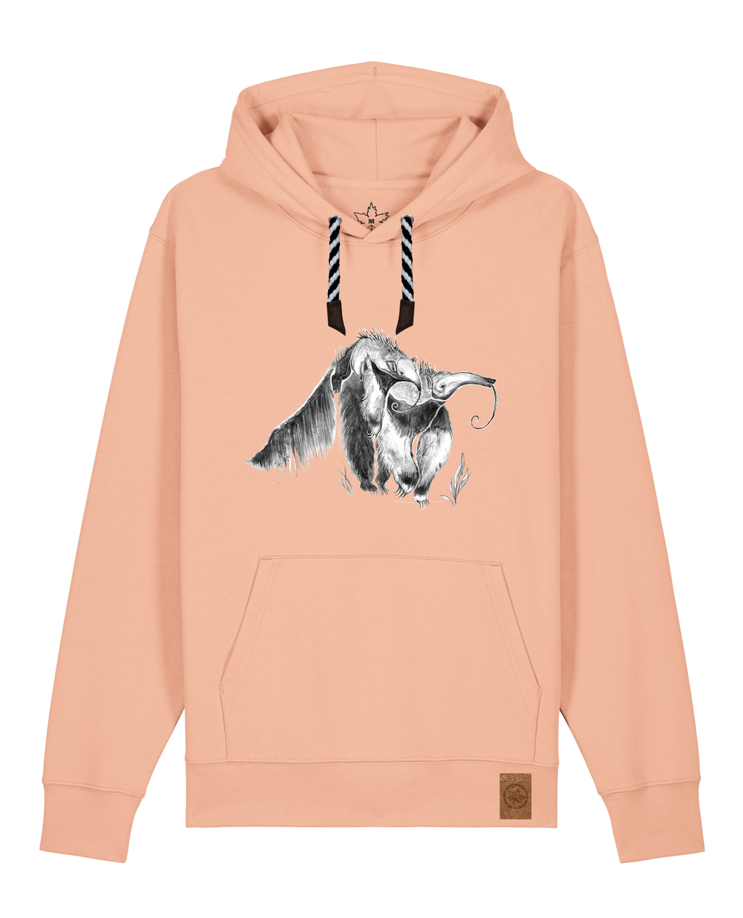 bio-unisex-medium fit-hoodie-ameisenbär-stsu177-agyptische keramik-sw kordel-front