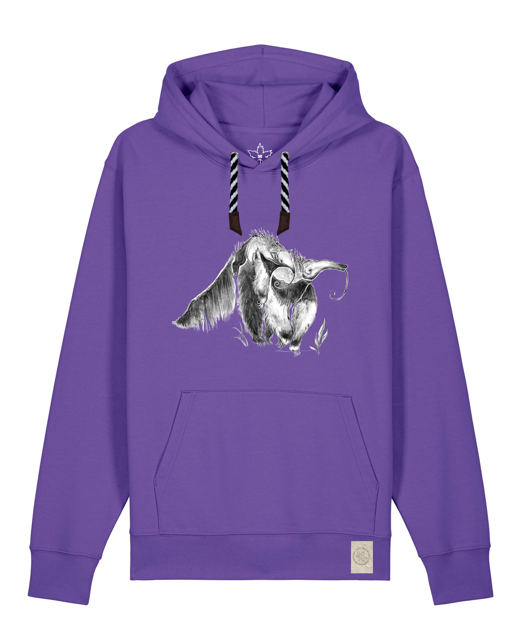 bio-unisex-medium fit-hoodie-ameisenbär-stsu177-blaukraut-sw kordel-front