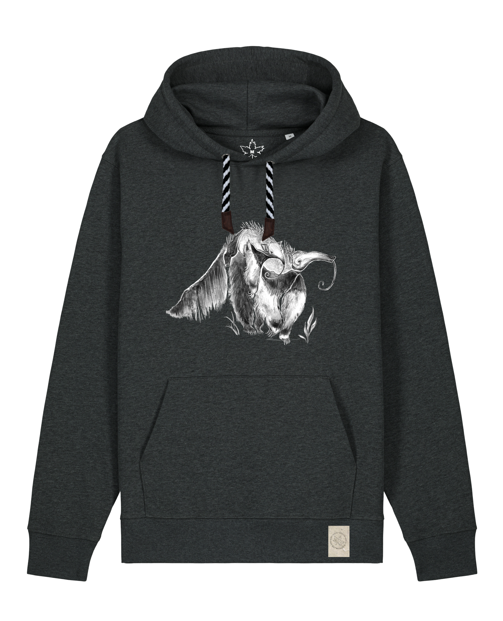 bio-unisex-medium fit-hoodie-ameisenbär-stsu177-elephant-sw kordel-front