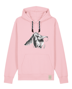 bio-unisex-medium fit-hoodie-ameisenbär-stsu177-flamingo-sw kordel-front