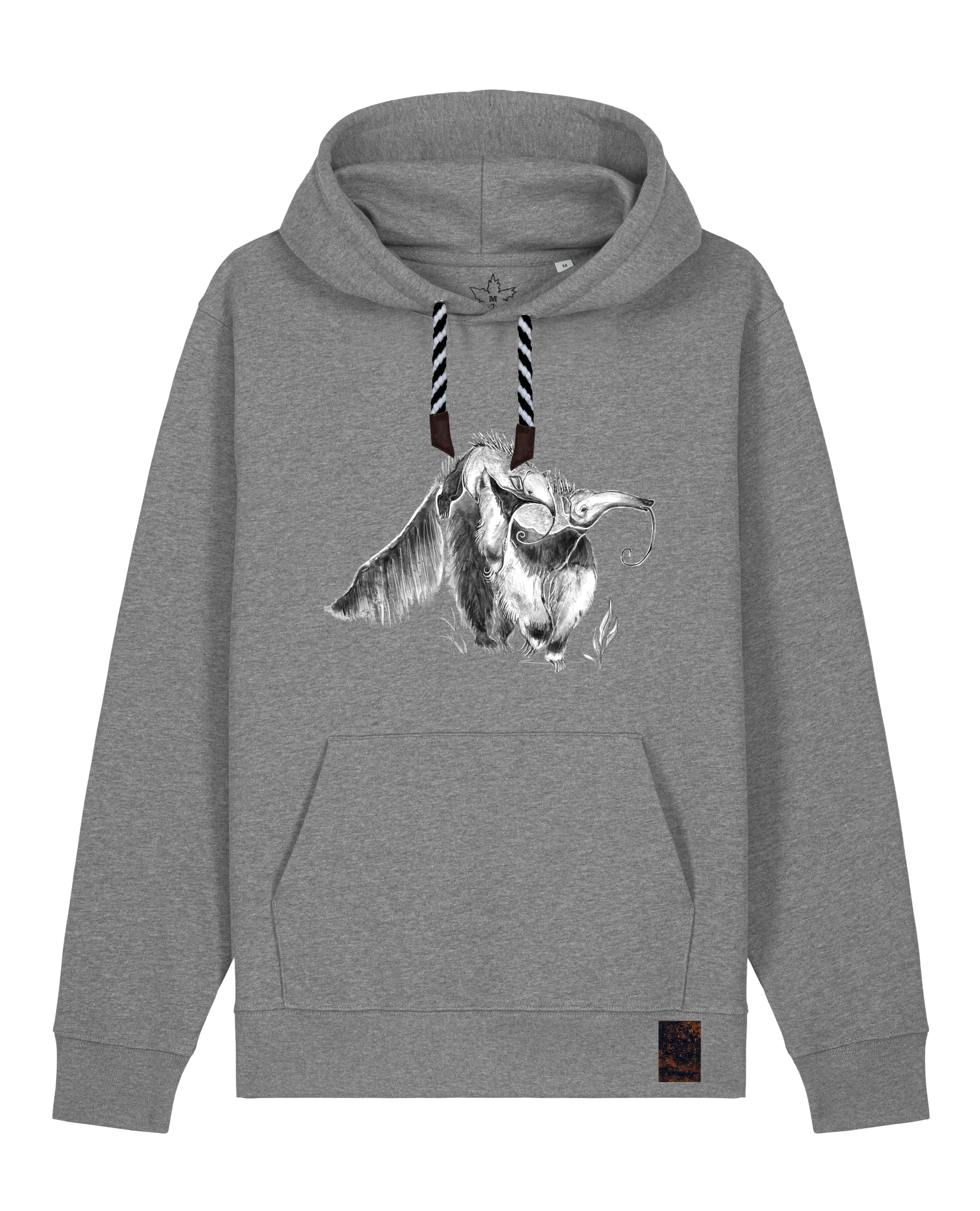 bio-unisex-medium fit-hoodie-ameisenbär-stsu177-opossum-sw kordel-front
