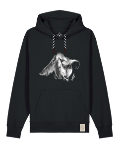 bio-unisex-medium fit-hoodie-ameisenbär-stsu177-schwarz-sw kordel-front