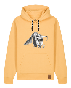 bio-unisex-medium fit-hoodie-ameisenbär-stsu177-senfkorn-sw kordel-front