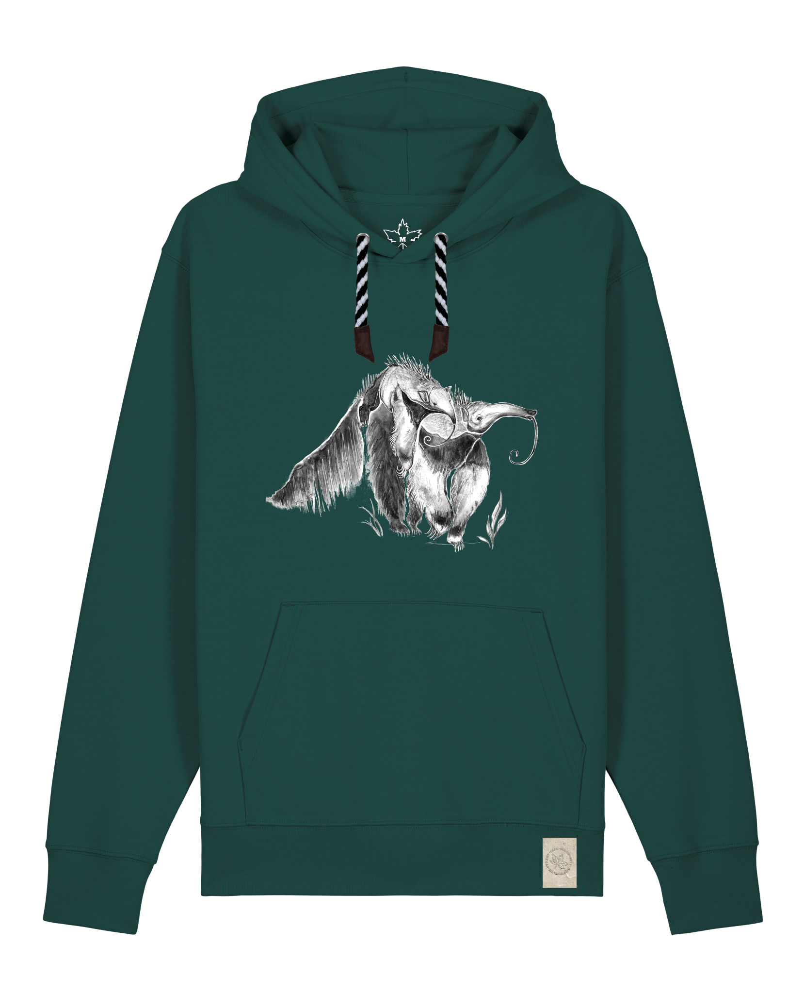 bio-unisex-medium fit-hoodie-ameisenbär-stsu177-spirulina-sw kordel-front
