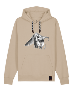 bio-unisex-medium fit-hoodie-ameisenbär-stsu177-treibsand-sw kordel-front