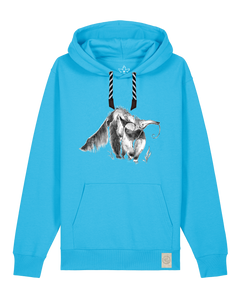 bio-unisex-medium fit-hoodie-ameisenbär-stsu177-wasserblau-sw kordel-front