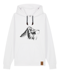 bio-unisex-medium fit-hoodie-ameisenbär-stsu177-weiß-sw kordel-front