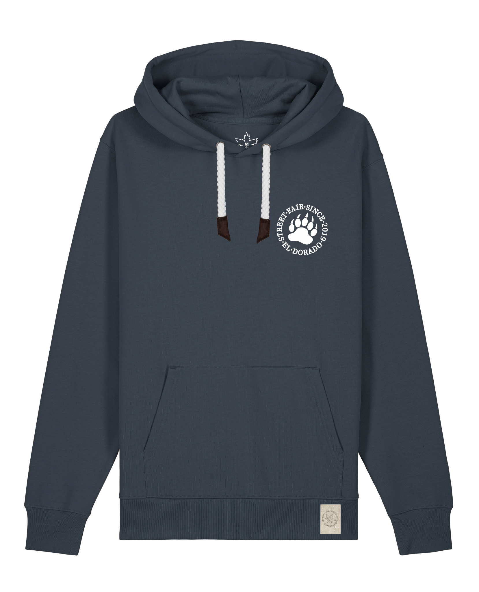 bio-unisex-medium fit-hoodie-arkadien's friend (backprint)-stsu177-blaubeernacht-weiße kordel-front