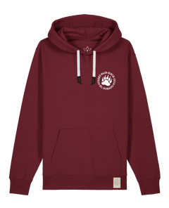 bio-unisex-medium fit-hoodie-arkadien's friend (backprint)-stsu177-burgunder rot-weiße kordel-front