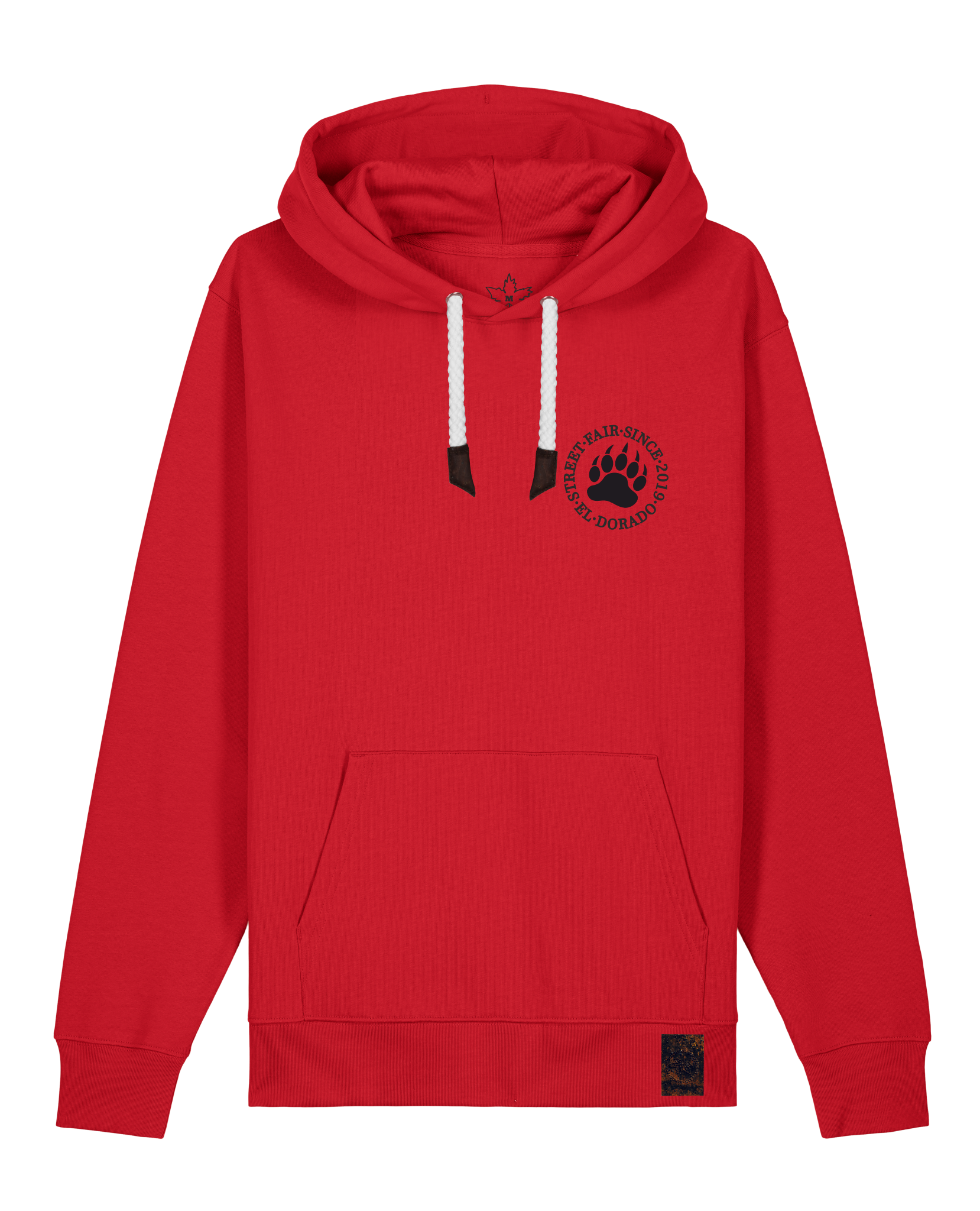 bio-unisex-medium fit-hoodie-arkadien's friend (backprint)-stsu177-erdbeere-weiße kordel-front