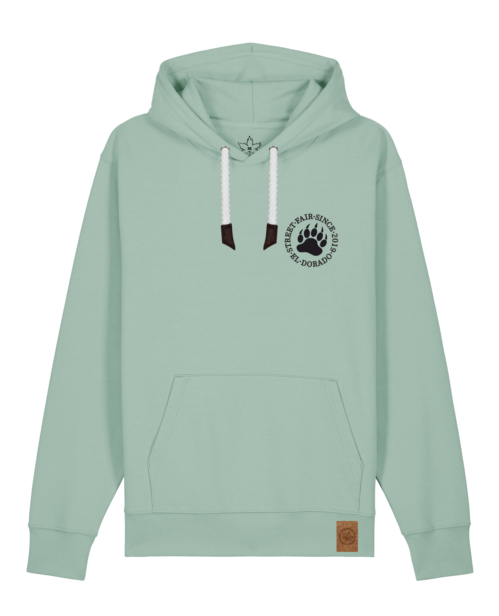 bio-unisex-medium fit-hoodie-arkadien's friend (backprint)-stsu177-eukalyptus-weiße kordel-front