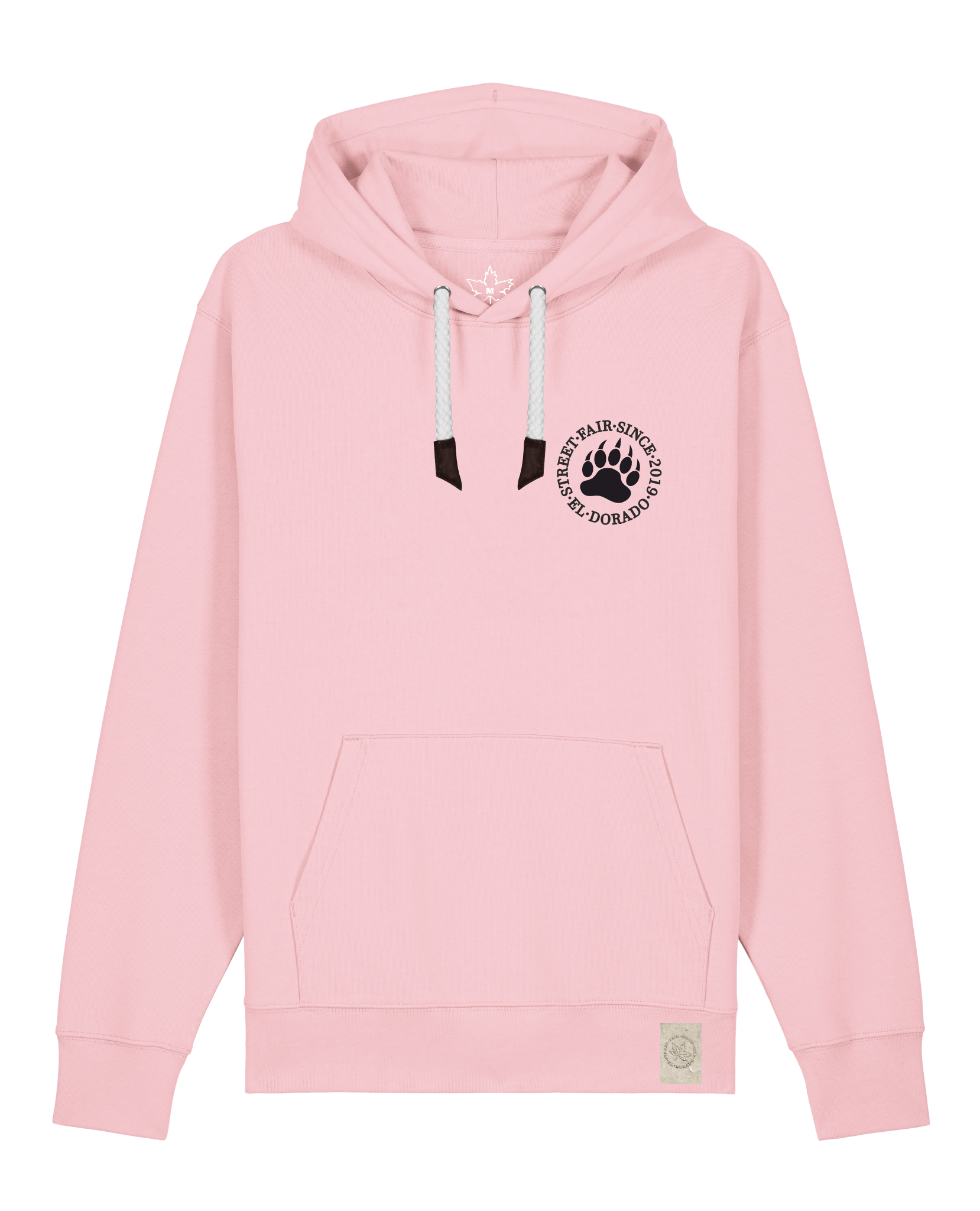 bio-unisex-medium fit-hoodie-arkadien's friend (backprint)-stsu177-flamingo-weiße kordel-front