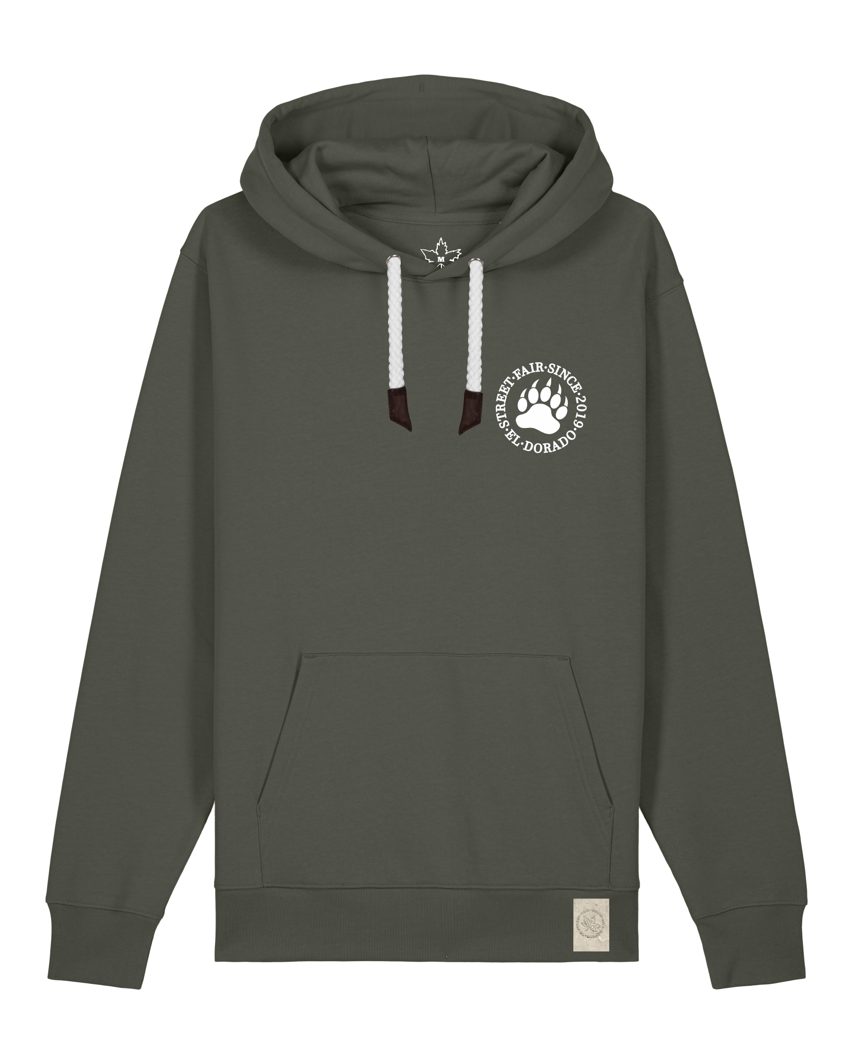 bio-unisex-medium fit-hoodie-arkadien's friend (backprint)-stsu177-grunkohl-weiße kordel-front