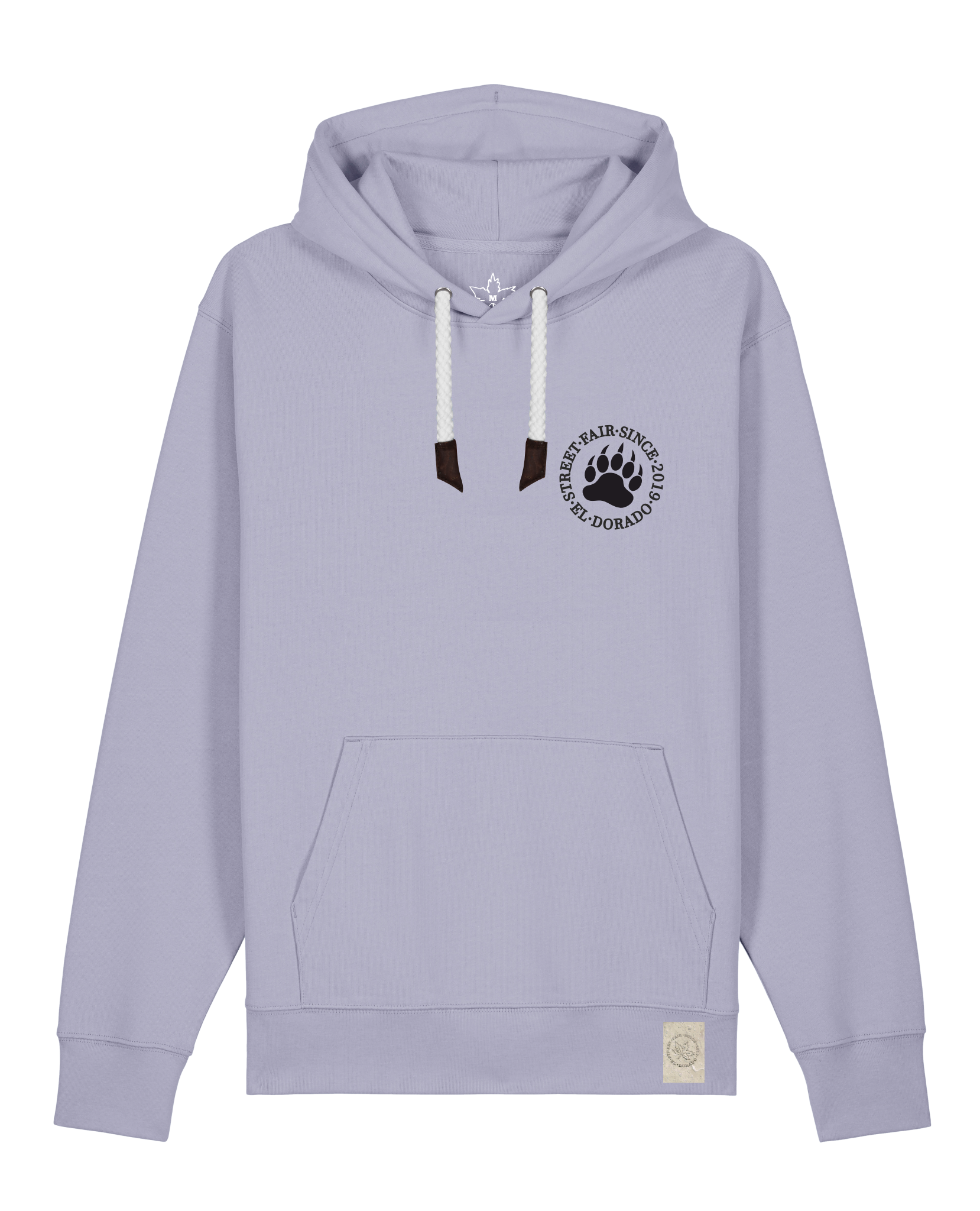bio-unisex-medium fit-hoodie-arkadien's friend (backprint)-stsu177-lavender-weiße kordel-front