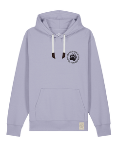 bio-unisex-medium fit-hoodie-arkadien's friend (backprint)-stsu177-lavender-weiße kordel-front