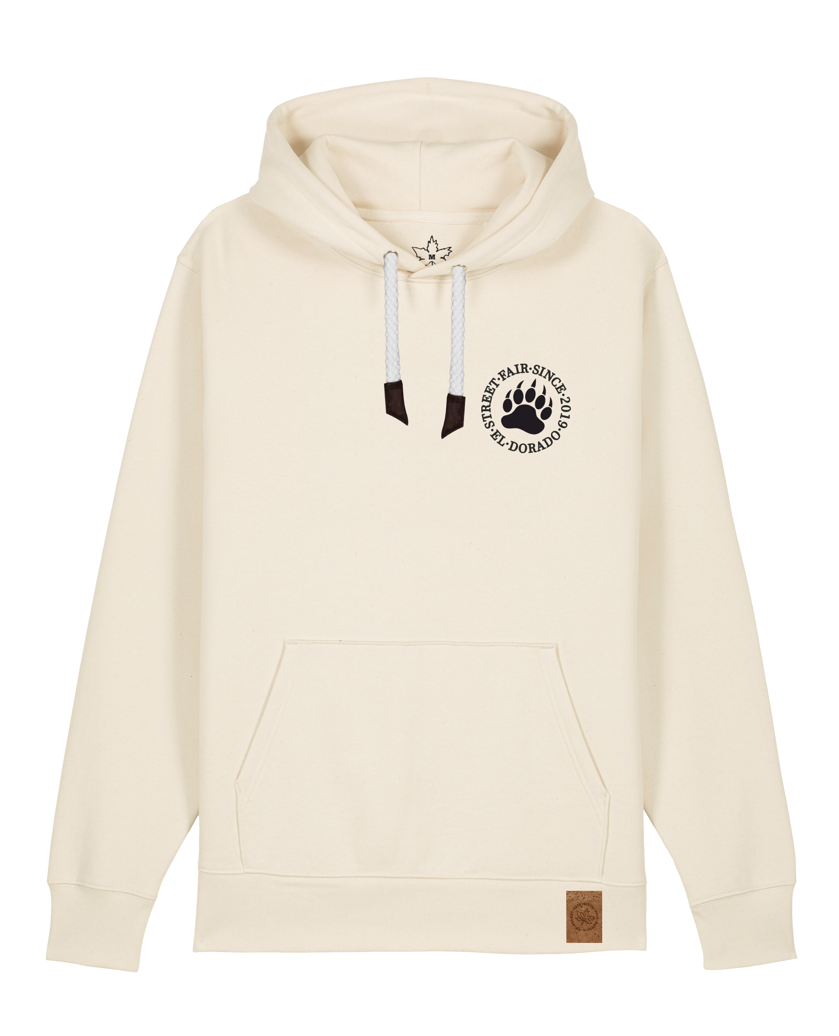 bio-unisex-medium fit-hoodie-arkadien's friend (backprint)-stsu177-natur-weiße kordel-front