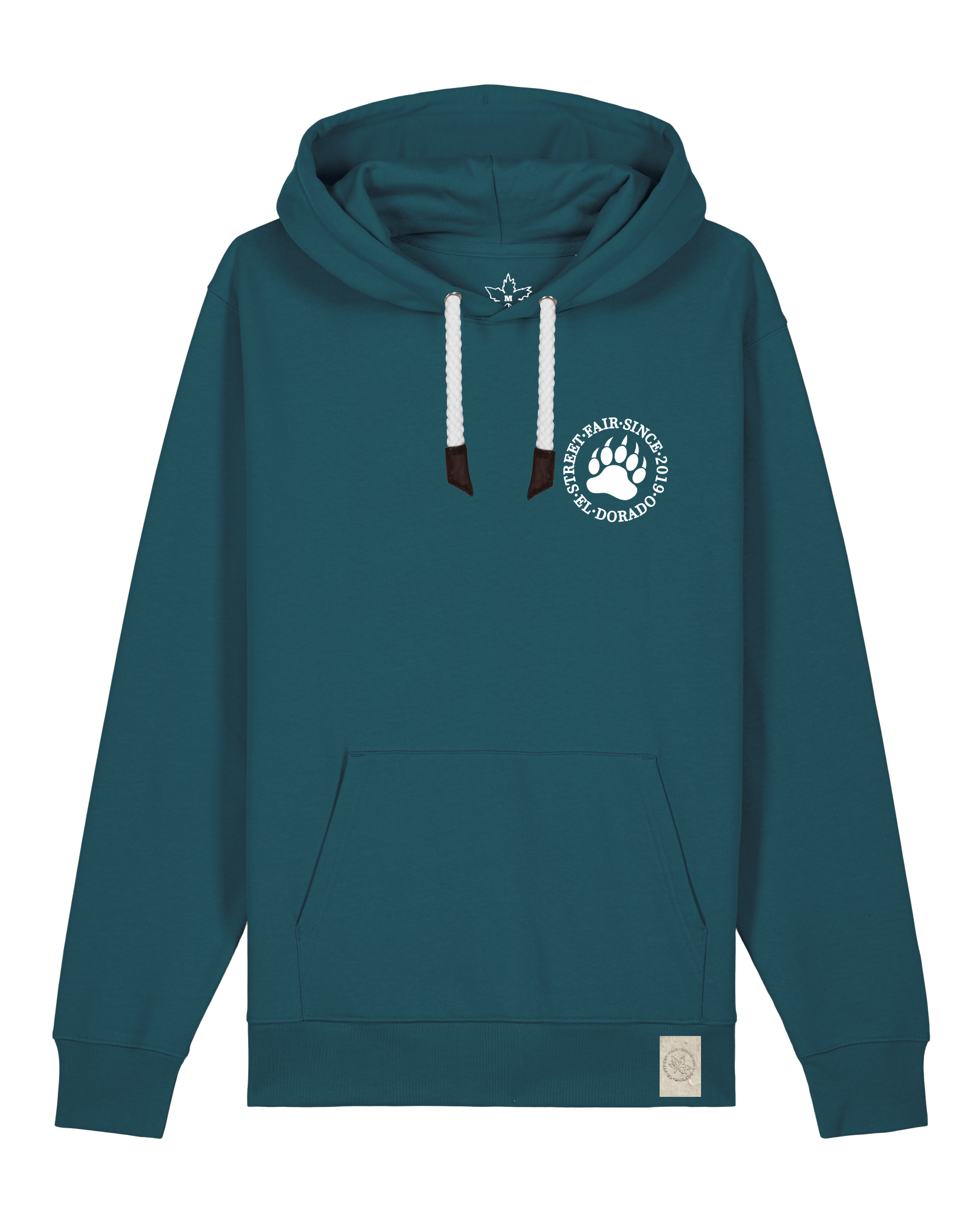 bio-unisex-medium fit-hoodie-arkadien's friend (backprint)-stsu177-nordmanntanne-weiße kordel-front