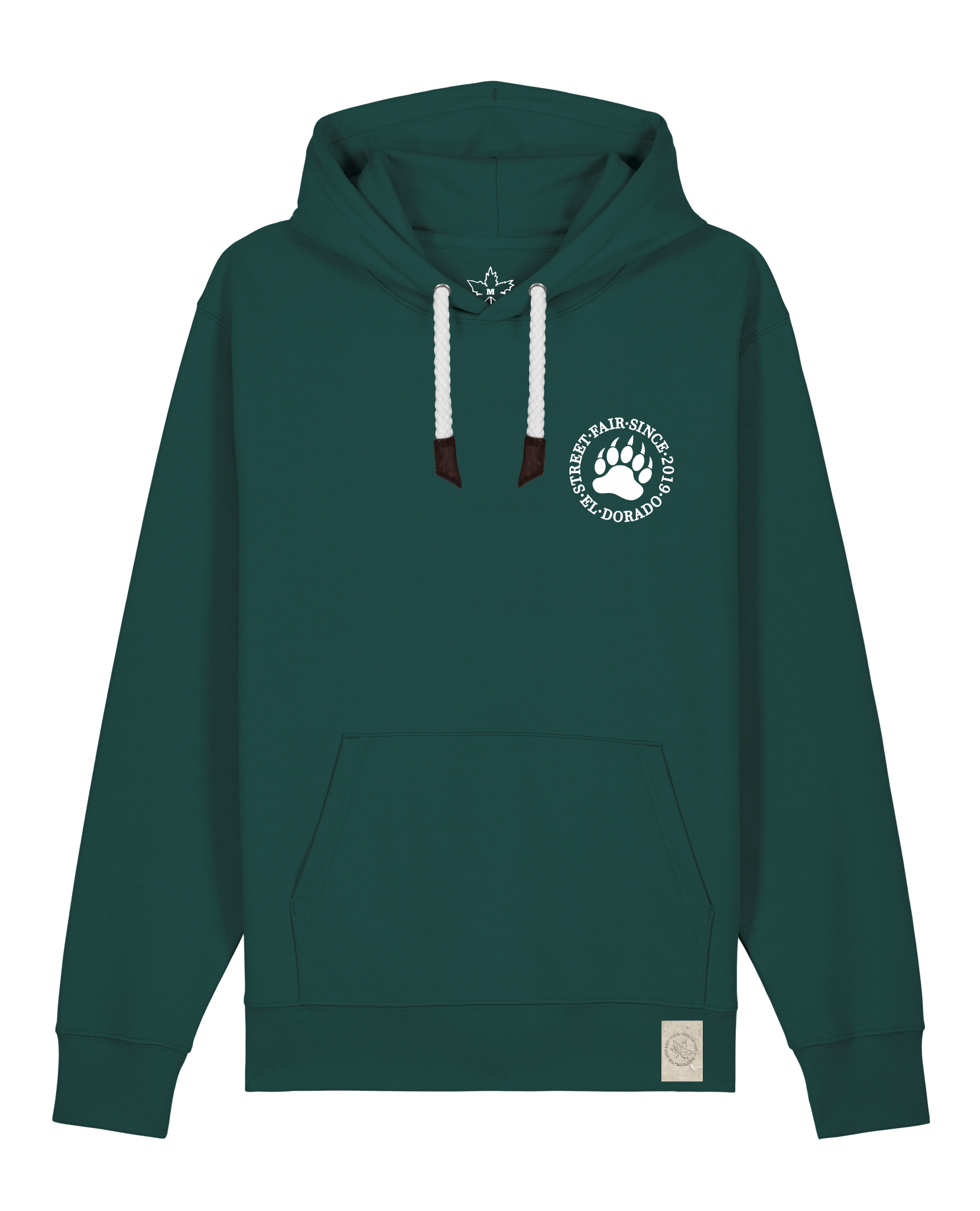 bio-unisex-medium fit-hoodie-arkadien's friend (backprint)-stsu177-spirulina-weiße kordel-front