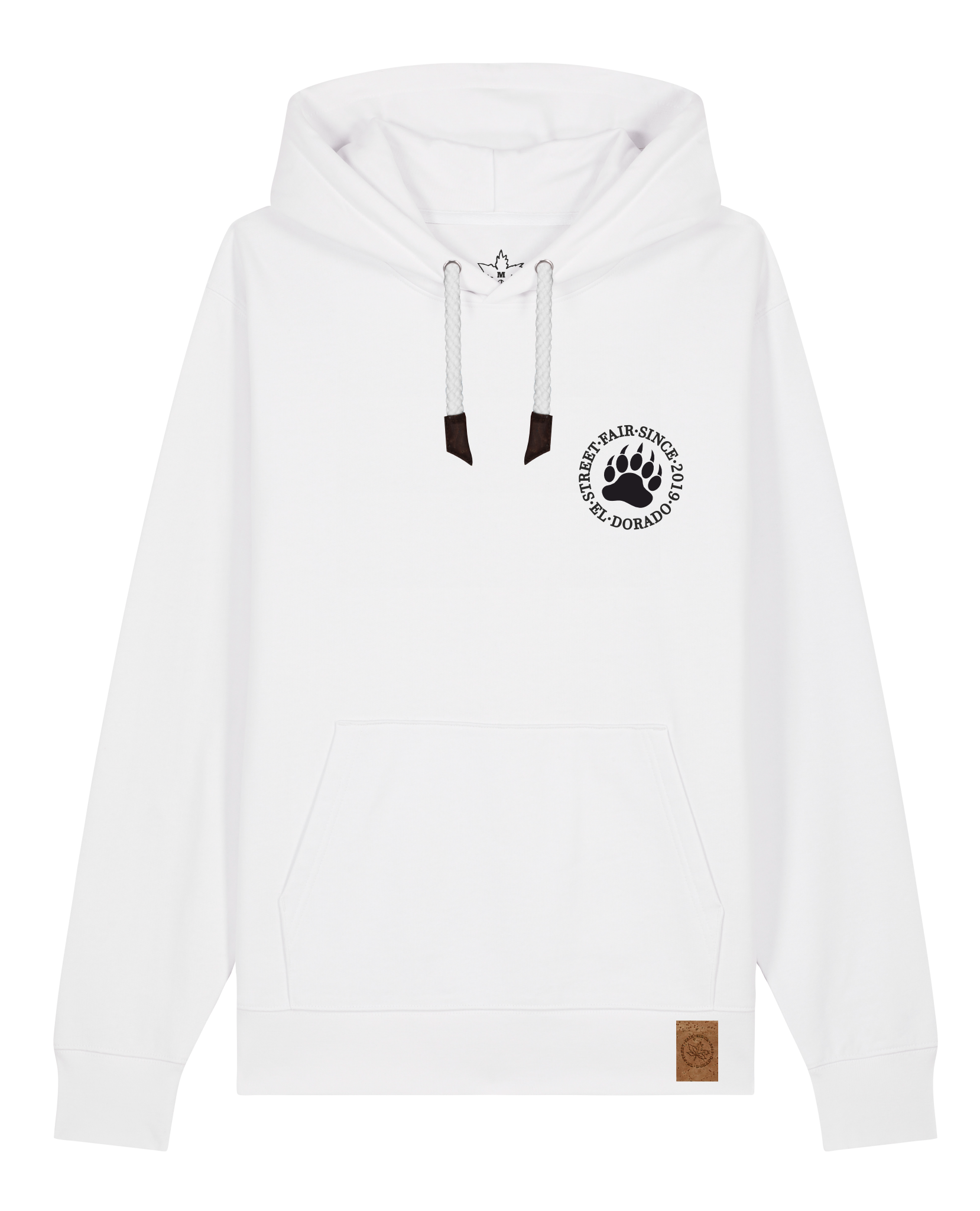 bio-unisex-medium fit-hoodie-arkadien's friend (backprint)-stsu177-weiß-weiße kordel-front